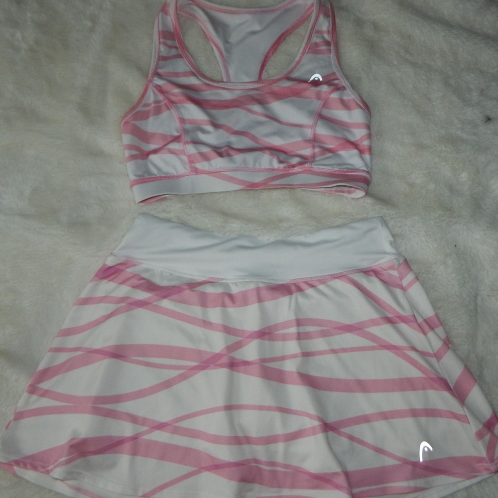 pink and white Head skort and top